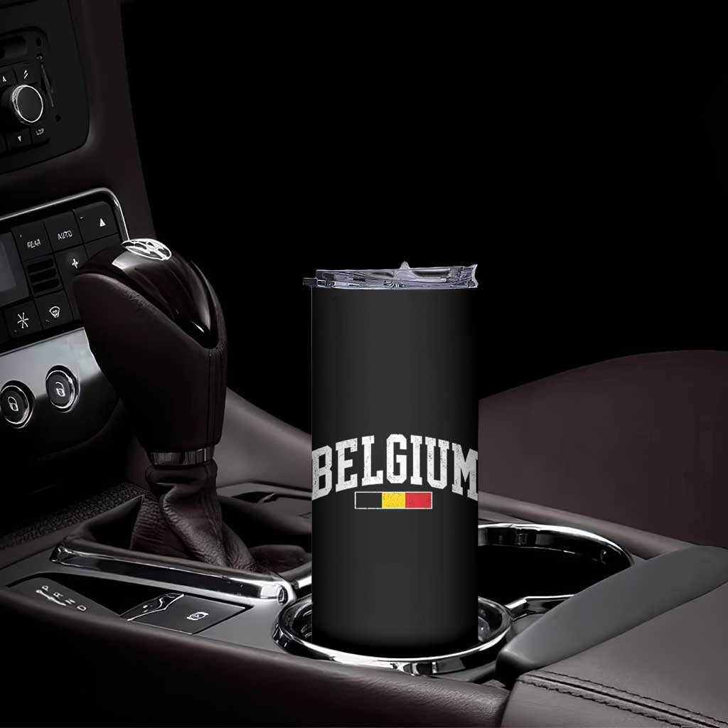 Vintage Belgium Flag Graphic Skinny Tumbler Belgian Pride Patriotic Gift