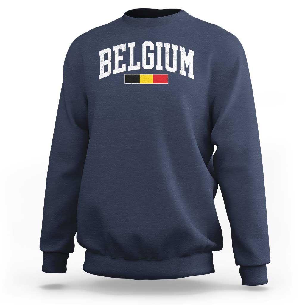 Vintage Belgium Flag Graphic Sweatshirt Belgian Pride Patriotic Gift