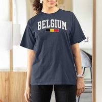 Vintage Belgium Flag Graphic T Shirt For Women Belgian Pride Patriotic Gift