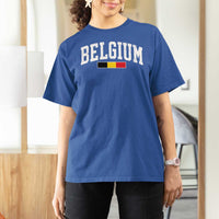Vintage Belgium Flag Graphic T Shirt For Women Belgian Pride Patriotic Gift