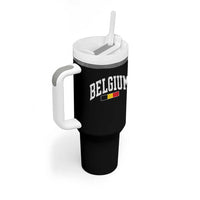 Vintage Belgium Flag Graphic Tumbler With Handle Belgian Pride Patriotic Gift