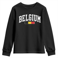Vintage Belgium Flag Graphic Youth Sweatshirt Belgian Pride Patriotic Gift