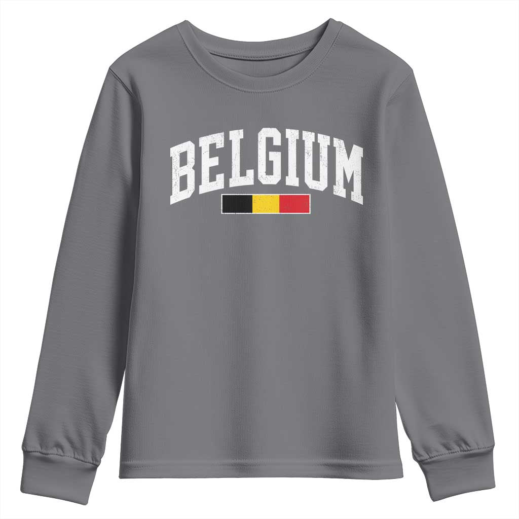 Vintage Belgium Flag Graphic Youth Sweatshirt Belgian Pride Patriotic Gift