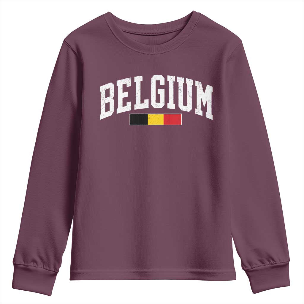 Vintage Belgium Flag Graphic Youth Sweatshirt Belgian Pride Patriotic Gift
