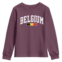 Vintage Belgium Flag Graphic Youth Sweatshirt Belgian Pride Patriotic Gift
