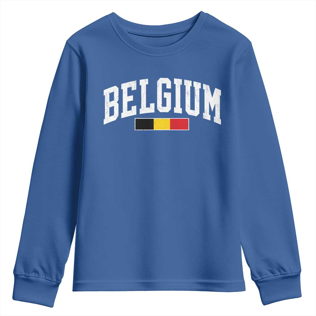 Vintage Belgium Flag Graphic Youth Sweatshirt Belgian Pride Patriotic Gift