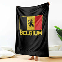 Vintage Belgium Soccer Flag with Lion Graphic Throw Blanket Belgian Football Pride Gift for Fans