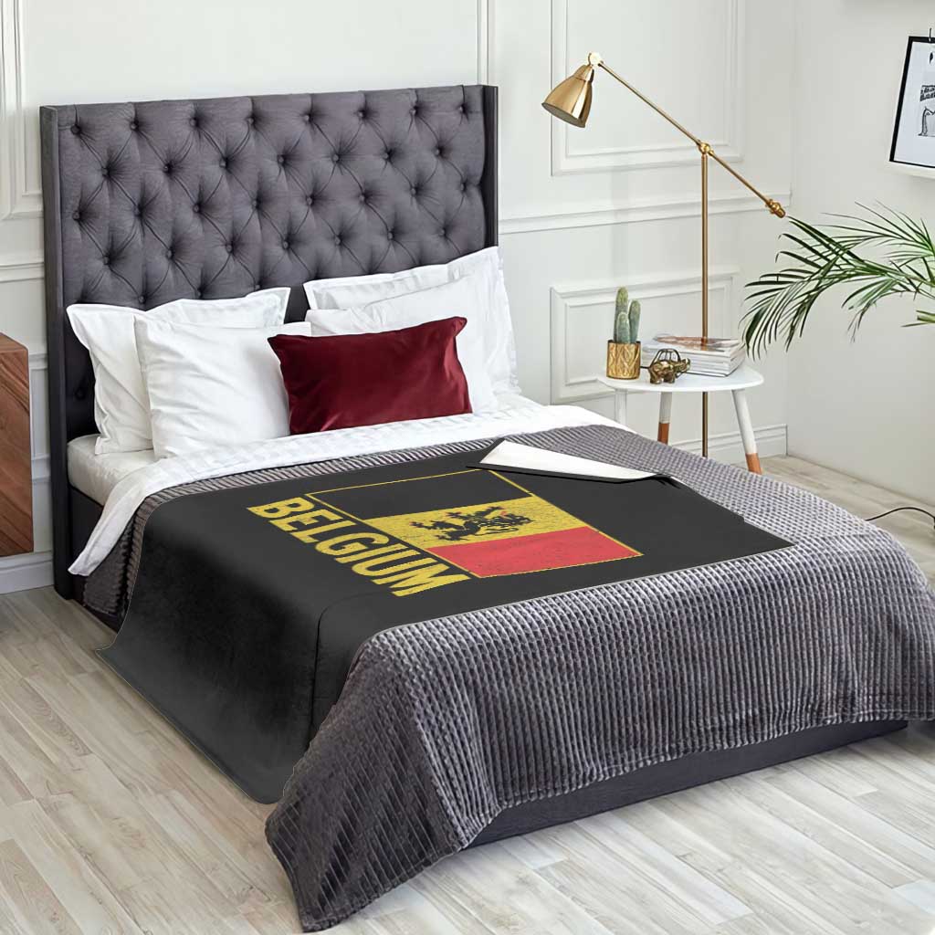 Vintage Belgium Soccer Flag with Lion Graphic Throw Blanket Belgian Football Pride Gift for Fans