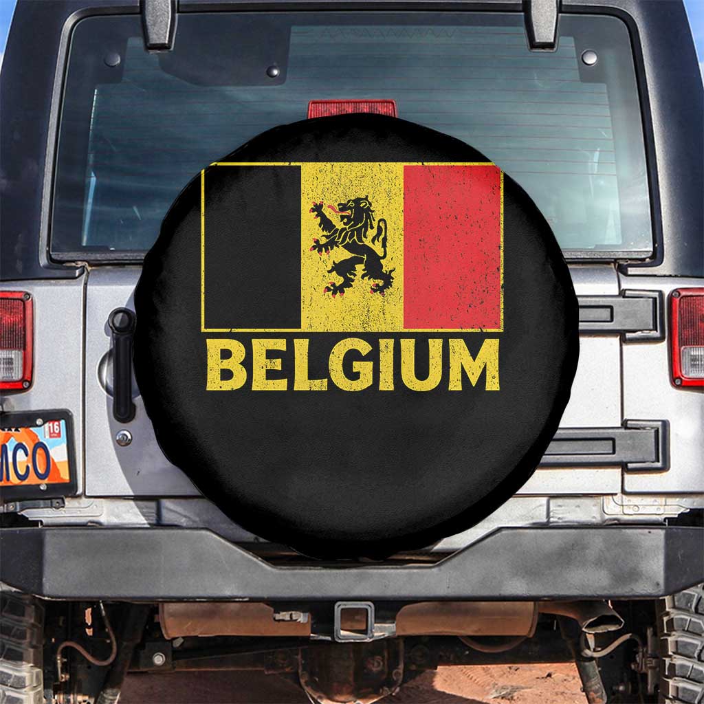 Vintage Belgium Soccer Flag with Lion Graphic Spare Tire Cover Belgian Football Pride Gift for Fans