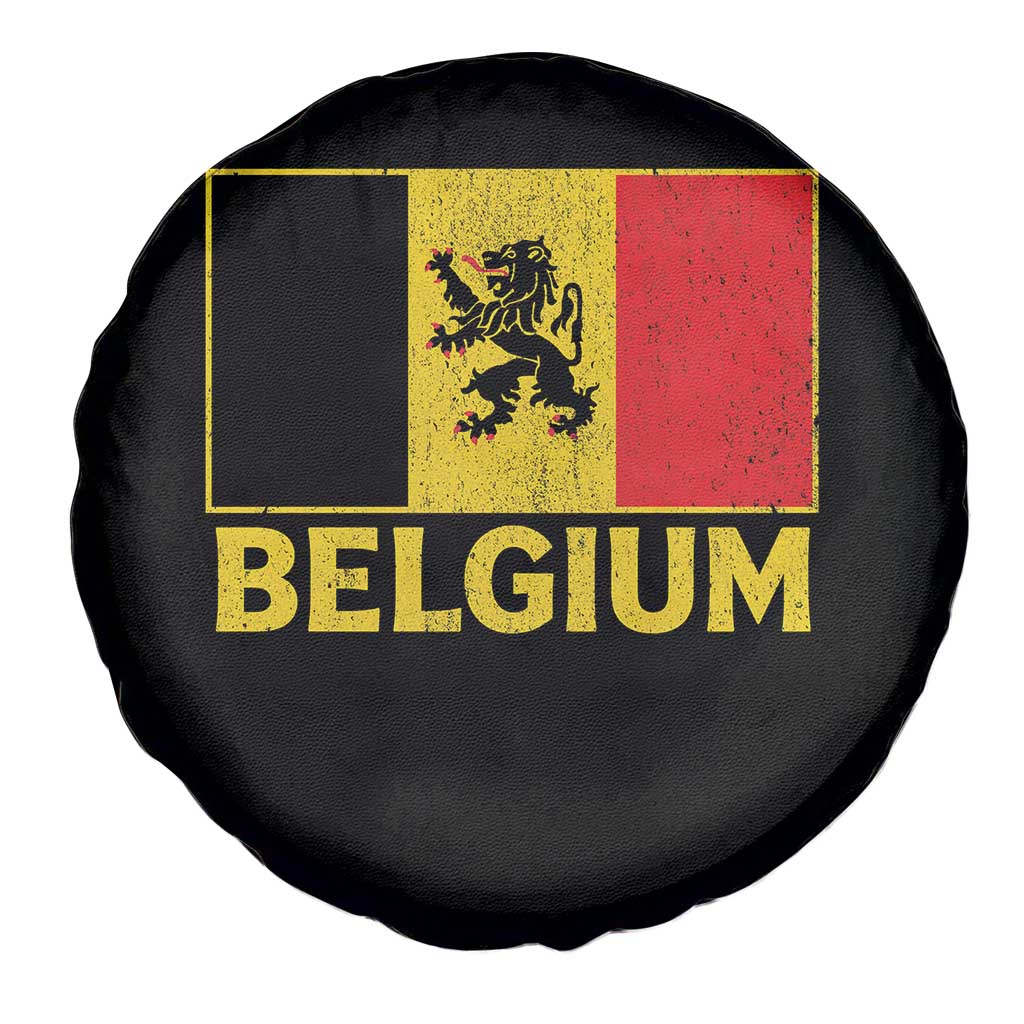 Vintage Belgium Soccer Flag with Lion Graphic Spare Tire Cover Belgian Football Pride Gift for Fans