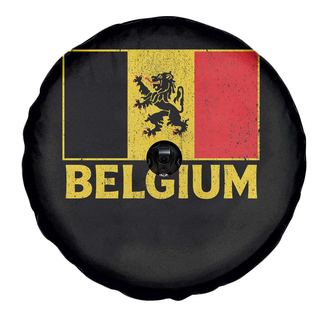 Vintage Belgium Soccer Flag with Lion Graphic Spare Tire Cover Belgian Football Pride Gift for Fans