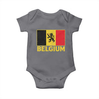 Vintage Belgium Soccer Flag with Lion Graphic Baby Onesie Belgian Football Pride Gift for Fans