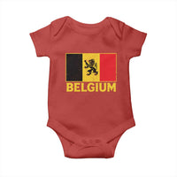 Vintage Belgium Soccer Flag with Lion Graphic Baby Onesie Belgian Football Pride Gift for Fans