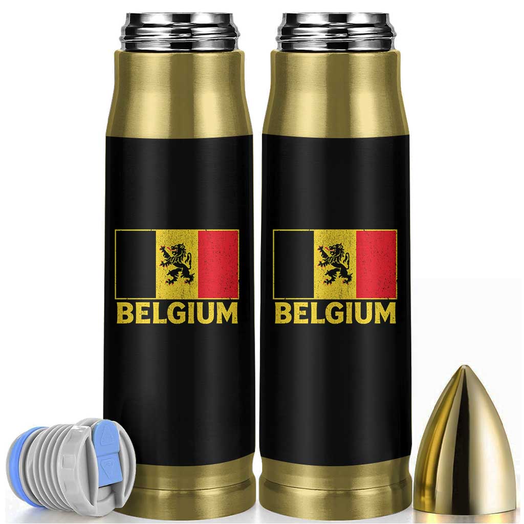 Vintage Belgium Soccer Flag with Lion Graphic Bullet Tumbler Belgian Football Pride Gift for Fans