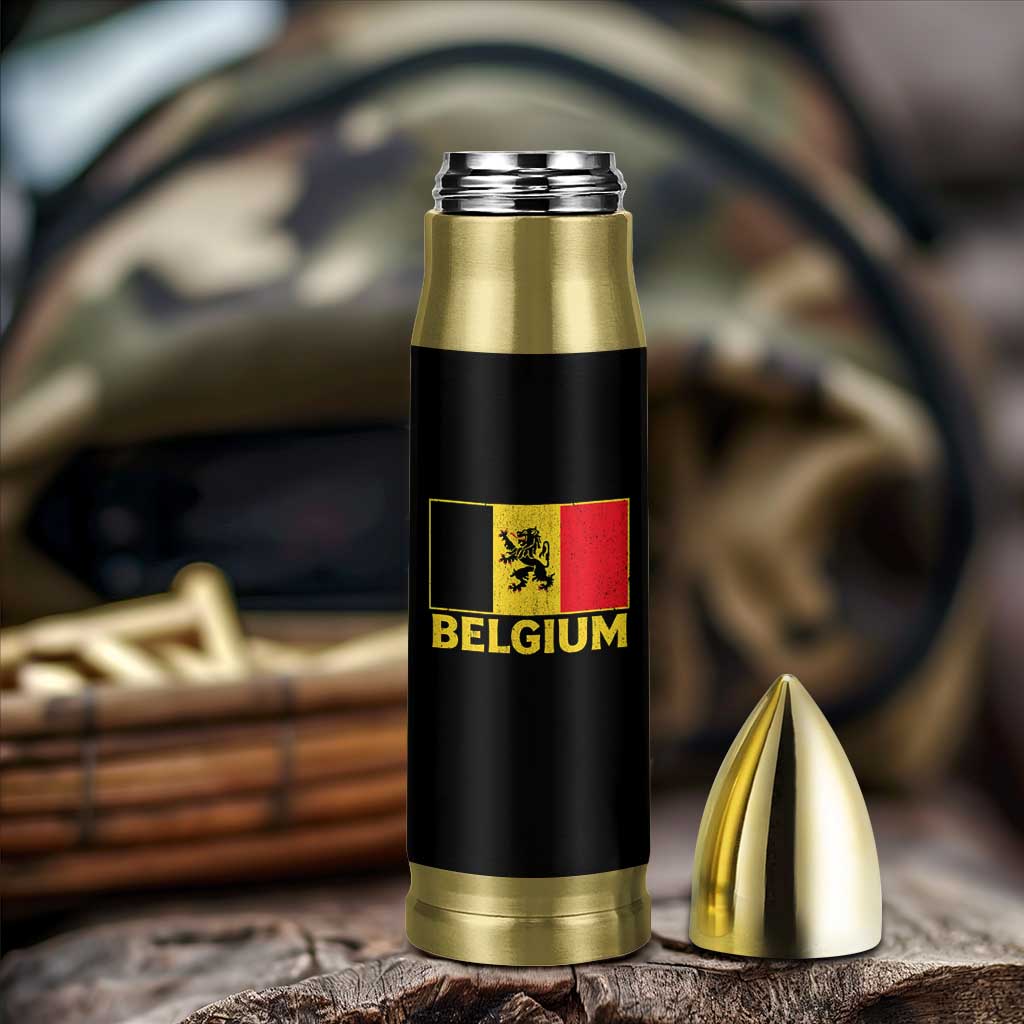 Vintage Belgium Soccer Flag with Lion Graphic Bullet Tumbler Belgian Football Pride Gift for Fans
