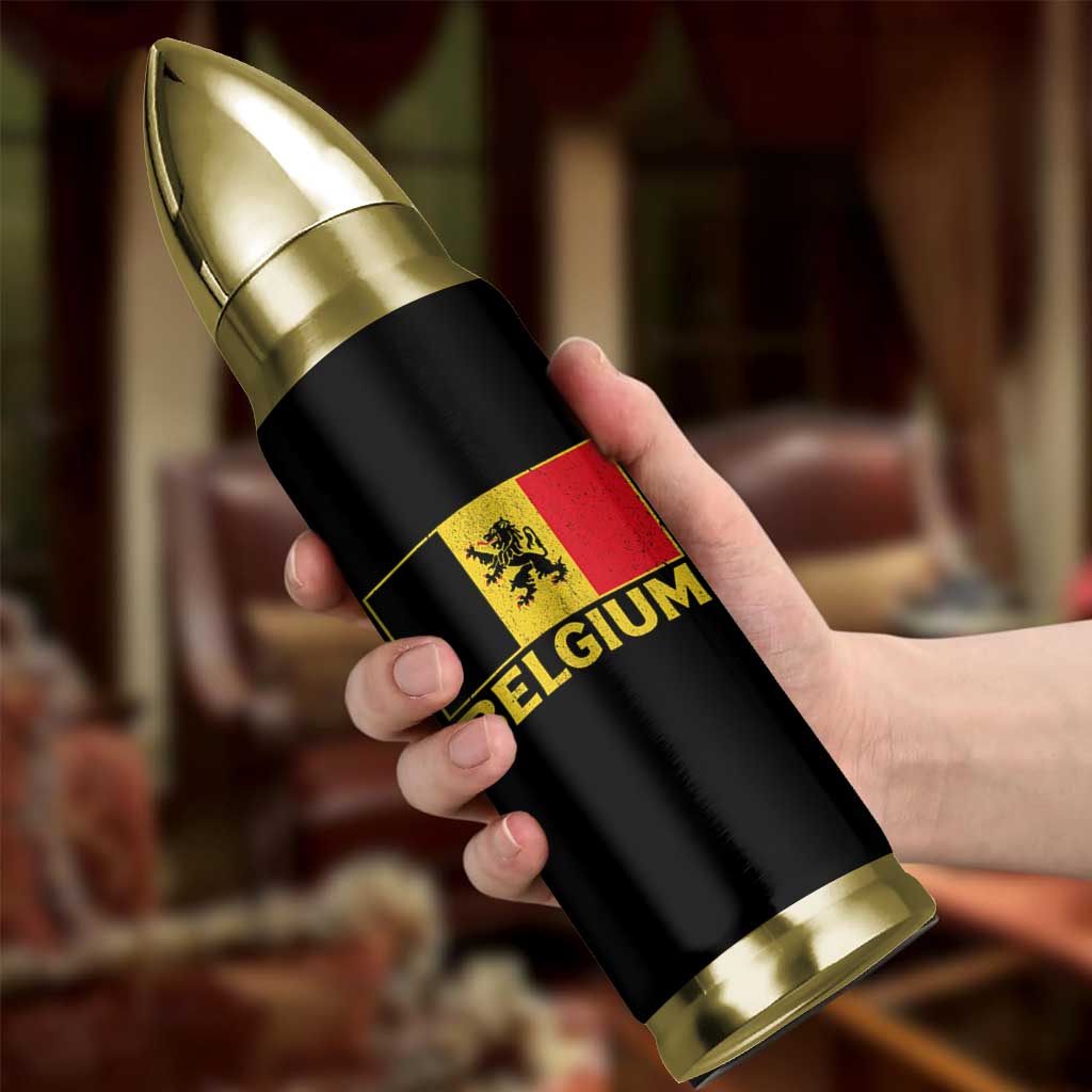 Vintage Belgium Soccer Flag with Lion Graphic Bullet Tumbler Belgian Football Pride Gift for Fans
