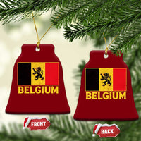 Vintage Belgium Soccer Flag with Lion Graphic Ceramic Ornament Belgian Football Pride Gift for Fans