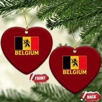 Vintage Belgium Soccer Flag with Lion Graphic Ceramic Ornament Belgian Football Pride Gift for Fans