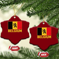Vintage Belgium Soccer Flag with Lion Graphic Ceramic Ornament Belgian Football Pride Gift for Fans