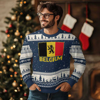 Vintage Belgium Soccer Flag with Lion Graphic Ugly Christmas Sweater Belgian Football Pride Gift for Fans