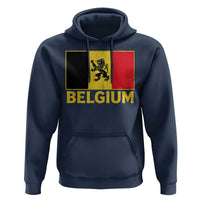 Vintage Belgium Soccer Flag with Lion Graphic Hoodie Belgian Football Pride Gift for Fans