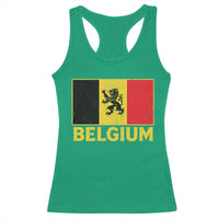 Vintage Belgium Soccer Flag with Lion Graphic Racerback Tank Top Belgian Football Pride Gift for Fans
