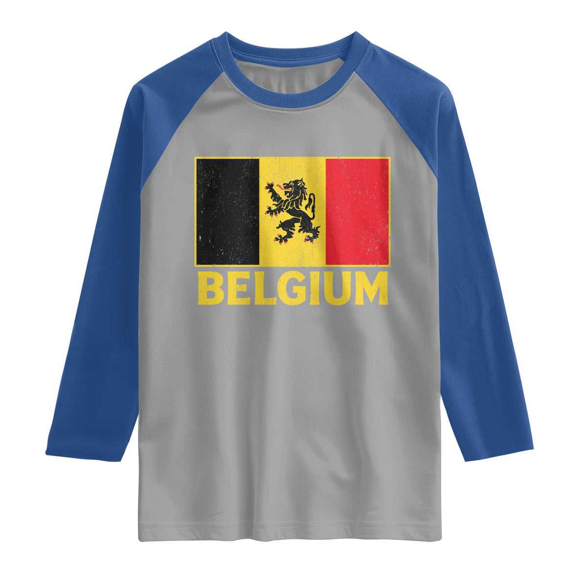 Vintage Belgium Soccer Flag with Lion Graphic Raglan Shirt Belgian Football Pride Gift for Fans