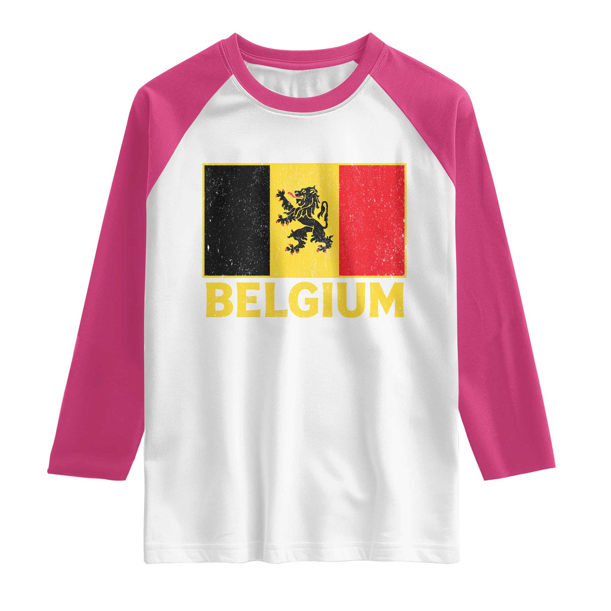 Vintage Belgium Soccer Flag with Lion Graphic Raglan Shirt Belgian Football Pride Gift for Fans