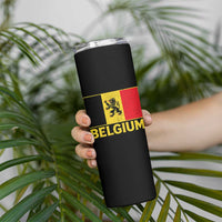 Vintage Belgium Soccer Flag with Lion Graphic Skinny Tumbler Belgian Football Pride Gift for Fans