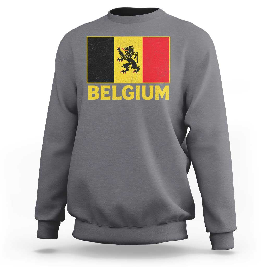 Vintage Belgium Soccer Flag with Lion Graphic Sweatshirt Belgian Football Pride Gift for Fans