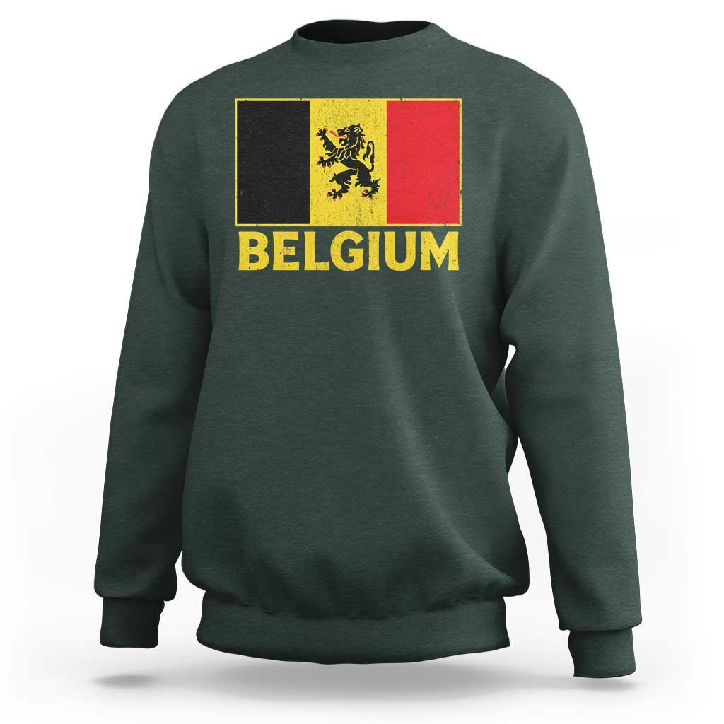 Vintage Belgium Soccer Flag with Lion Graphic Sweatshirt Belgian Football Pride Gift for Fans