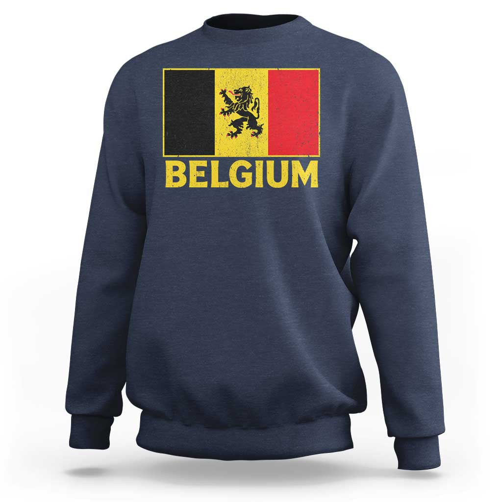Vintage Belgium Soccer Flag with Lion Graphic Sweatshirt Belgian Football Pride Gift for Fans