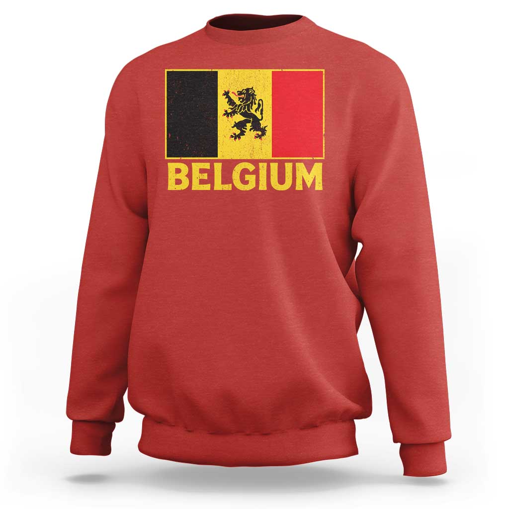 Vintage Belgium Soccer Flag with Lion Graphic Sweatshirt Belgian Football Pride Gift for Fans