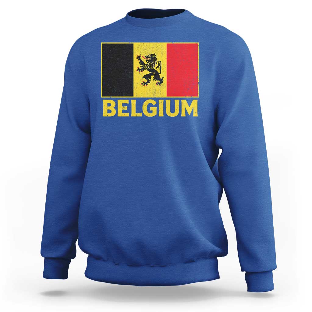 Vintage Belgium Soccer Flag with Lion Graphic Sweatshirt Belgian Football Pride Gift for Fans
