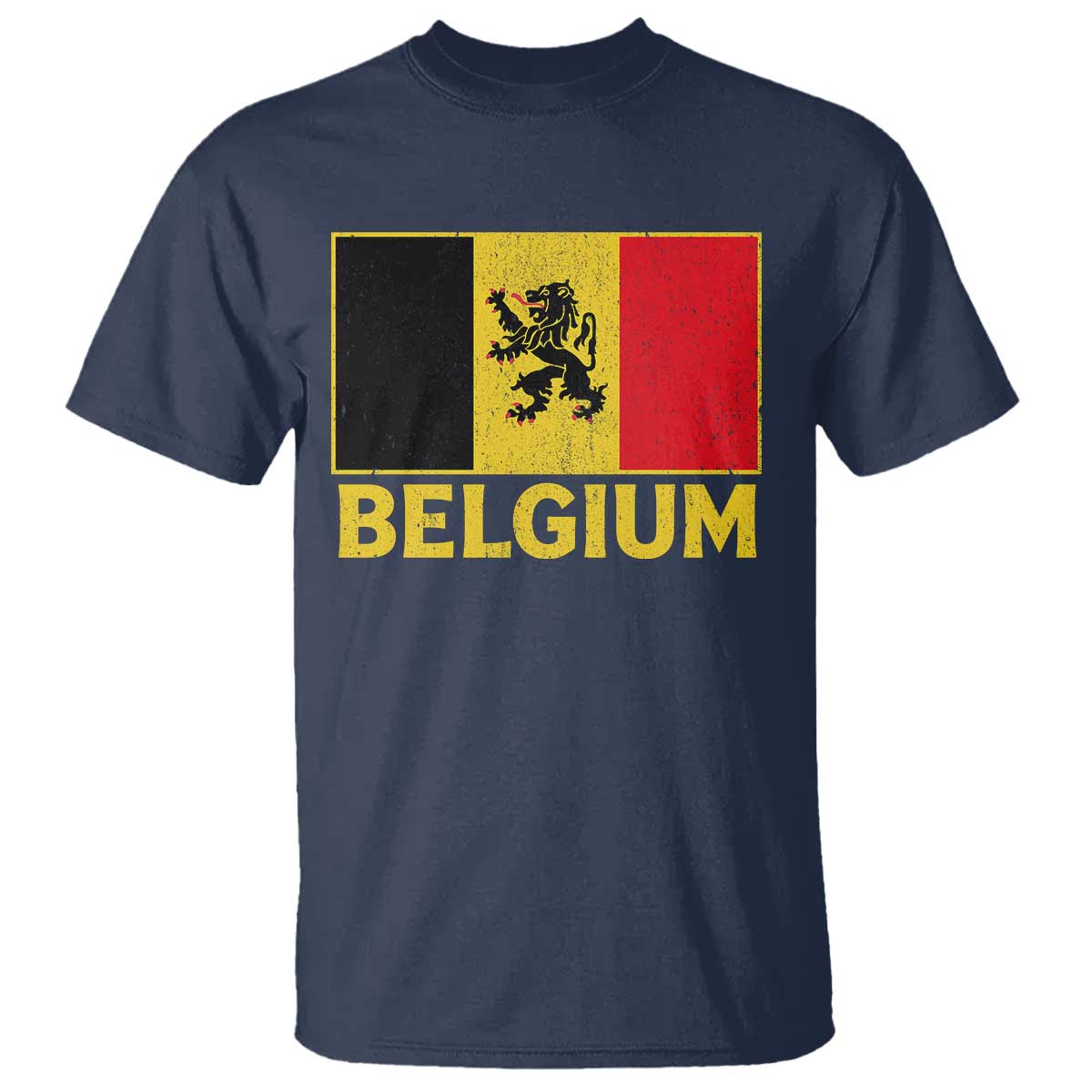 Vintage Belgium Soccer Flag with Lion Graphic T Shirt Belgian Football Pride Gift for Fans