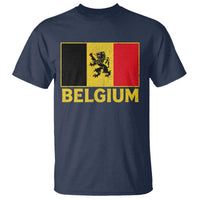 Vintage Belgium Soccer Flag with Lion Graphic T Shirt Belgian Football Pride Gift for Fans