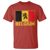 Vintage Belgium Soccer Flag with Lion Graphic T Shirt Belgian Football Pride Gift for Fans