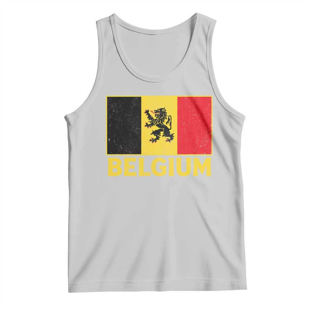 Vintage Belgium Soccer Flag with Lion Graphic Tank Top Belgian Football Pride Gift for Fans