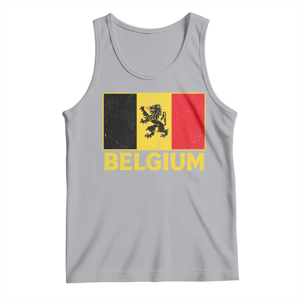 Vintage Belgium Soccer Flag with Lion Graphic Tank Top Belgian Football Pride Gift for Fans