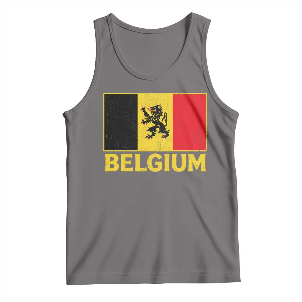 Vintage Belgium Soccer Flag with Lion Graphic Tank Top Belgian Football Pride Gift for Fans