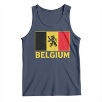 Vintage Belgium Soccer Flag with Lion Graphic Tank Top Belgian Football Pride Gift for Fans