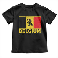 Vintage Belgium Soccer Flag with Lion Graphic Toddler T Shirt Belgian Football Pride Gift for Fans