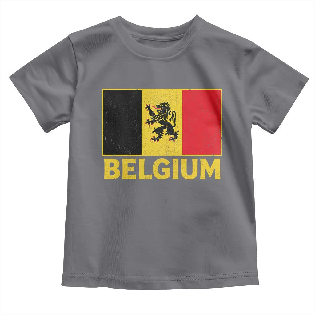 Vintage Belgium Soccer Flag with Lion Graphic Toddler T Shirt Belgian Football Pride Gift for Fans