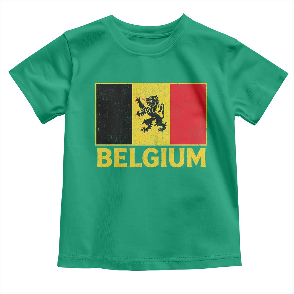 Vintage Belgium Soccer Flag with Lion Graphic Toddler T Shirt Belgian Football Pride Gift for Fans