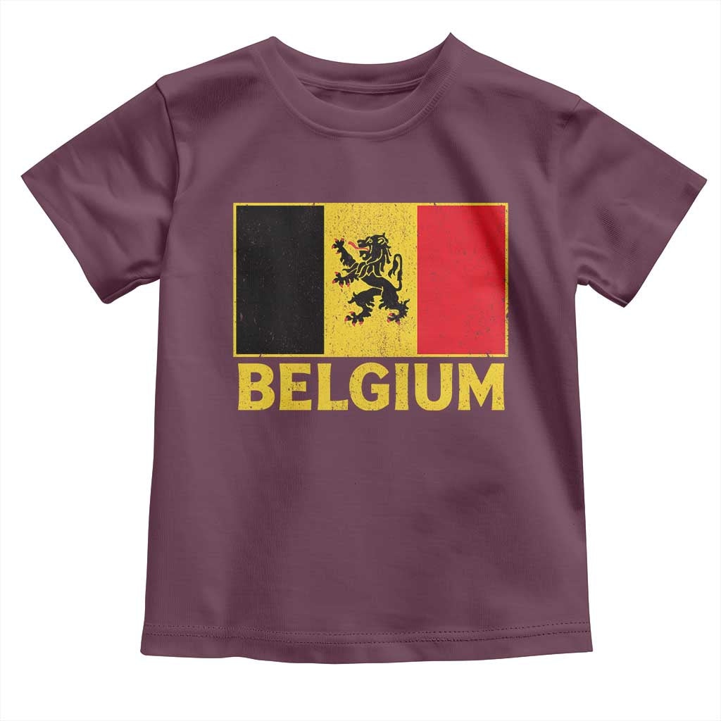 Vintage Belgium Soccer Flag with Lion Graphic Toddler T Shirt Belgian Football Pride Gift for Fans