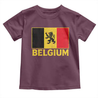 Vintage Belgium Soccer Flag with Lion Graphic Toddler T Shirt Belgian Football Pride Gift for Fans