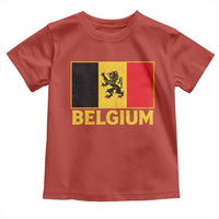 Vintage Belgium Soccer Flag with Lion Graphic Toddler T Shirt Belgian Football Pride Gift for Fans