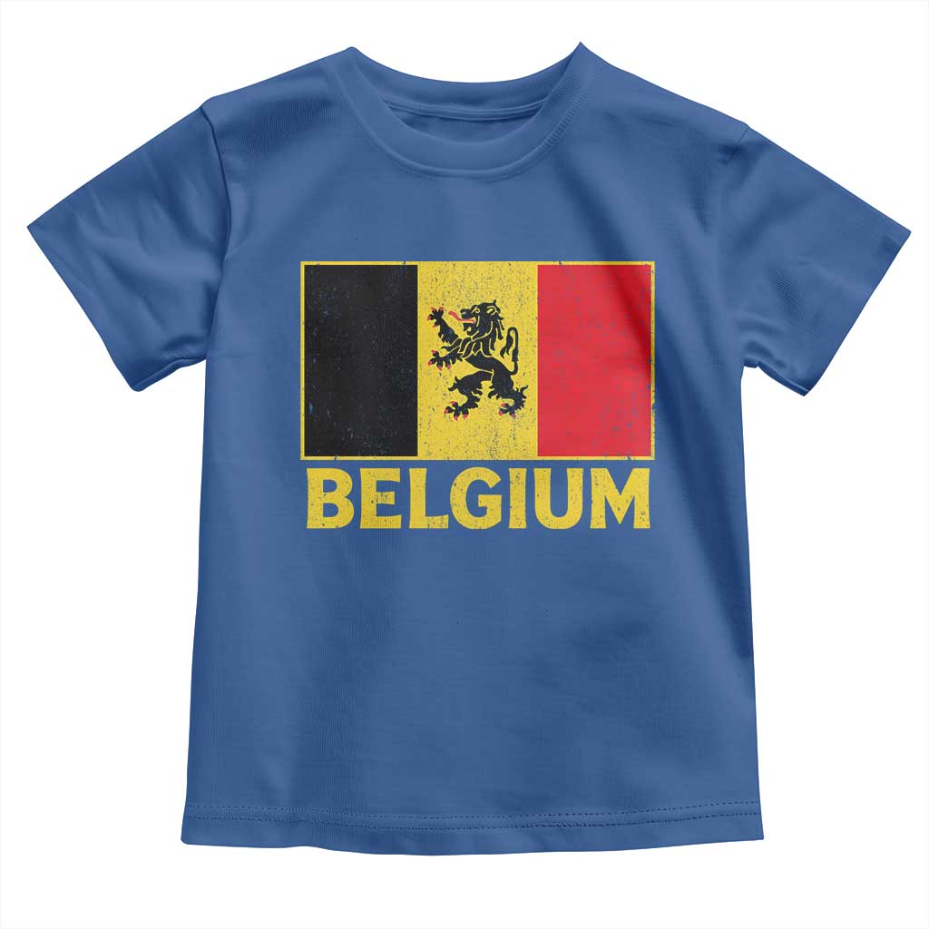 Vintage Belgium Soccer Flag with Lion Graphic Toddler T Shirt Belgian Football Pride Gift for Fans