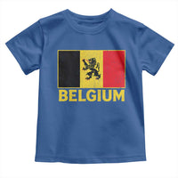 Vintage Belgium Soccer Flag with Lion Graphic Toddler T Shirt Belgian Football Pride Gift for Fans