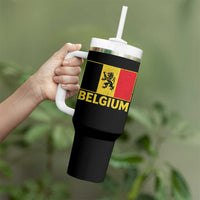 Vintage Belgium Soccer Flag with Lion Graphic Tumbler With Handle Belgian Football Pride Gift for Fans